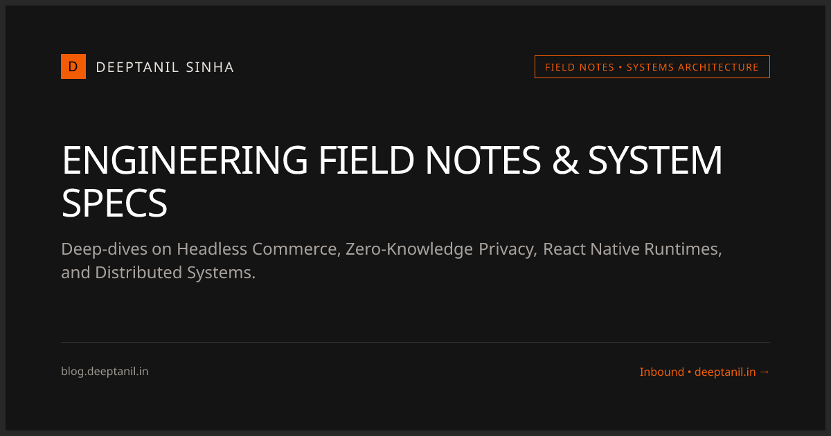 Deeptanil Sinha • Field Notes & Systems Architecture